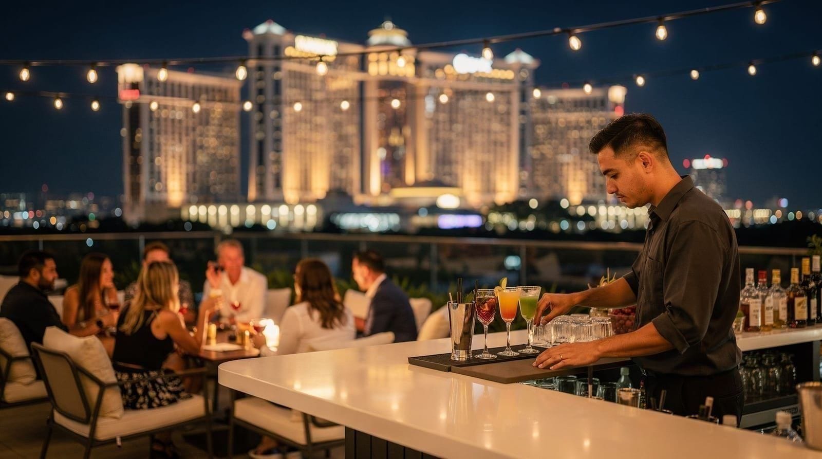 Nightlife — Cotai night tours, casino lounges, rooftop bars and late-night entertainment